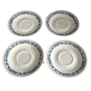 Corelle Livingware Blue Floral Saucers Set of 4 Made in USA Replacement